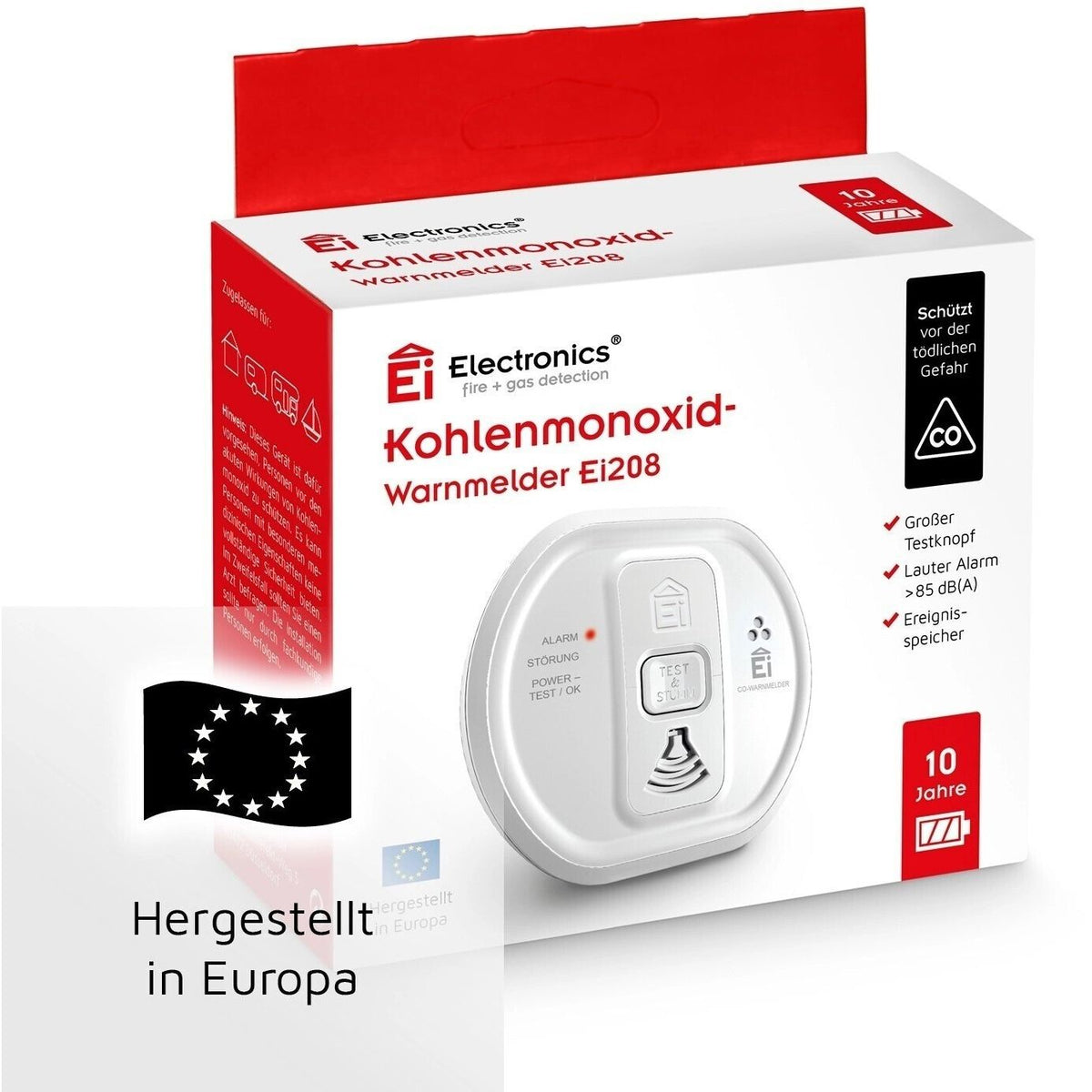 Ei Electronics Kohlenmonoxid-Melder inkl. 10 Jahres-Batterie NEU (724)