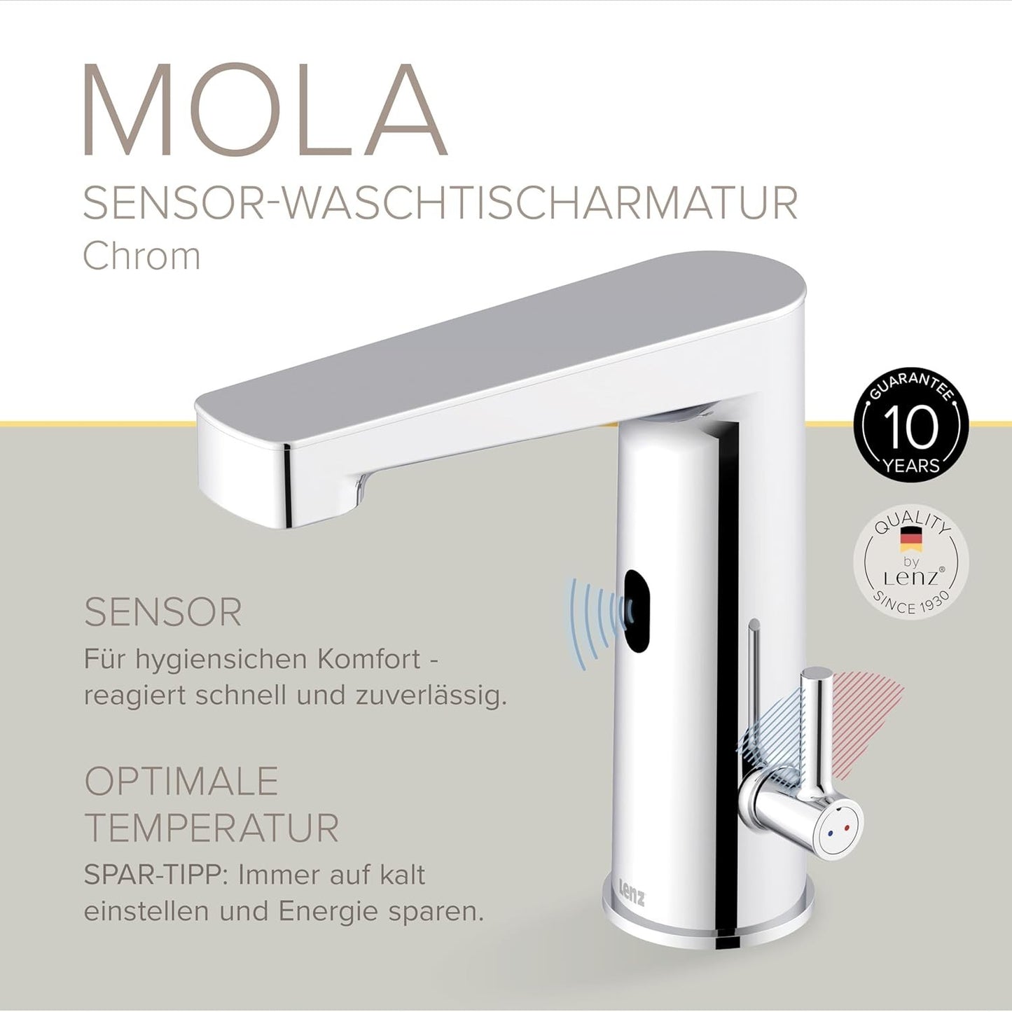 Lenz Waschtischarmatur »MOLA«, 3/8", Messing, chromfarben - NEU & OVP
