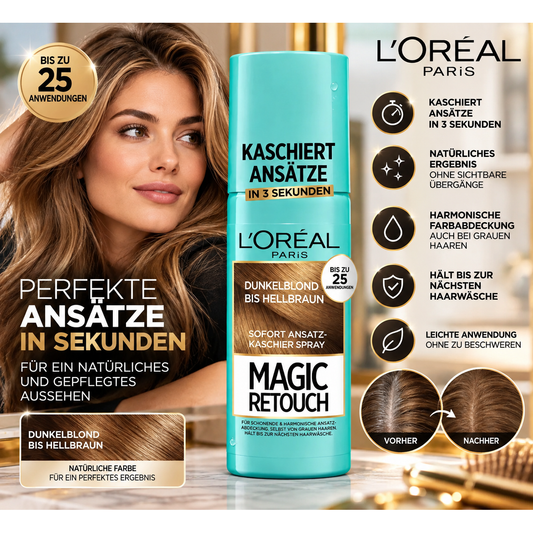 Loreal Magic Retouch DUNKELBLOND bis HELLBRAUN Ansatz Kaschierspray 75ml – Produktbild