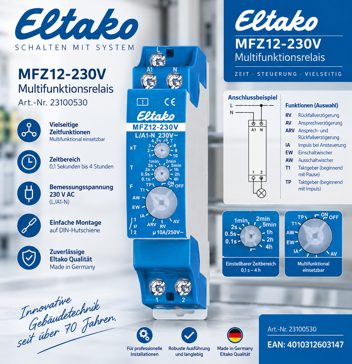 Eltako 23100530 Multifunktionsrelais MFZ12-230V
