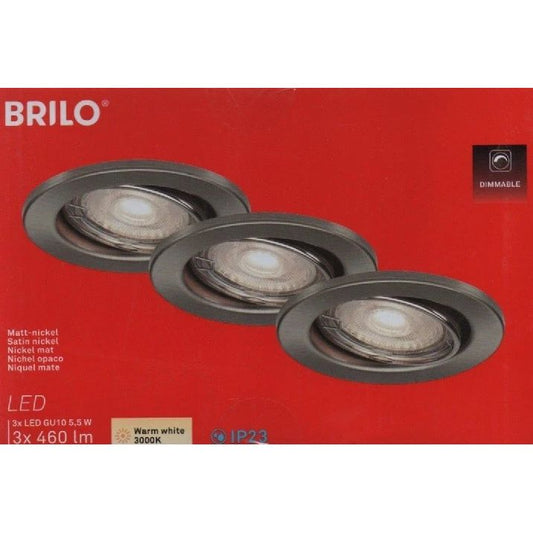 BRILONER LED Einbauleuchte 3er Set 7148-032 Einbauspot 3x 5W Dimmbar Schwenkbar