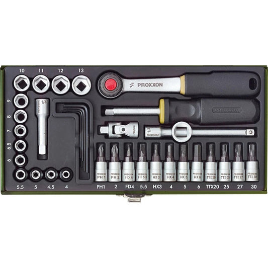 Proxxon Industrial  Steckschlüsselsatz metrisch 1/4" (6.3 mm) 36teilig 23080