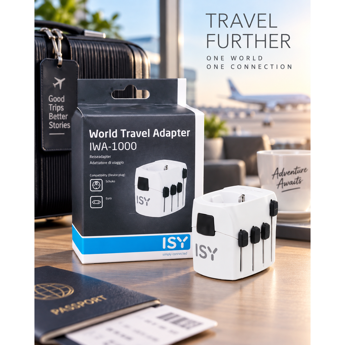 ISY IWA-1000 World Travel Adapter – Universal Reiseadapter für über 120 Länder