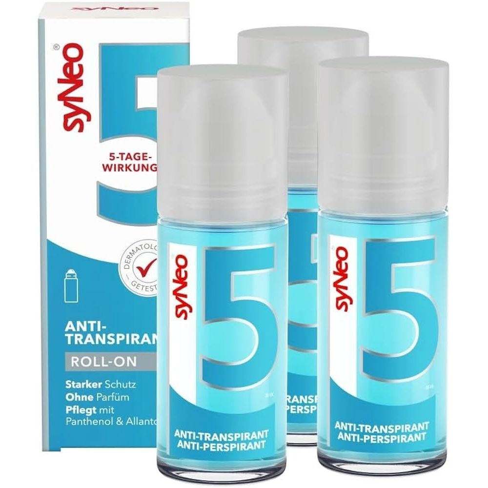 syNeo 5 Antitranspirant Roll-On für Damen und Herren bei starkem Schwitzen, 50ml