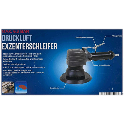 FERREX Druckluft Exzenterschleifer max. 6,3 Bar Zubehör für Holz, Lack & Rost