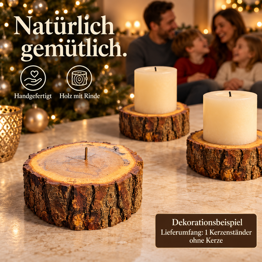 Kleine Stabkerzenhalter / Kerzenhalter / Kerzenständer aus Holz, Rustikal – Produktabbildung