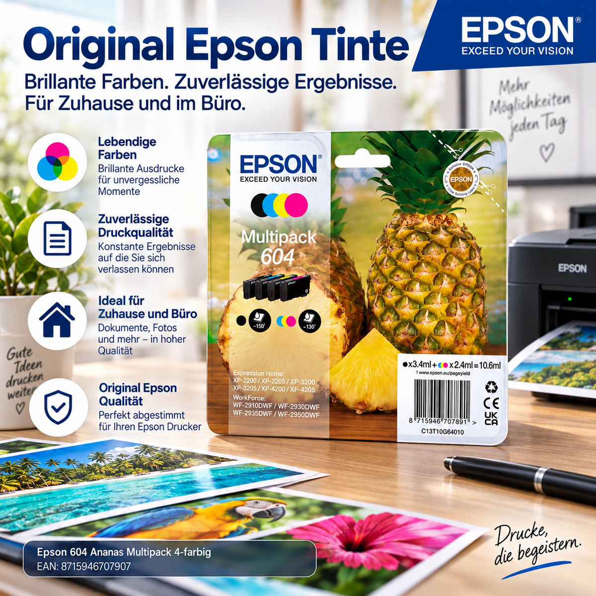 Epson 604 Ananas Multipack 4-farbig – Original Tintenpatronen