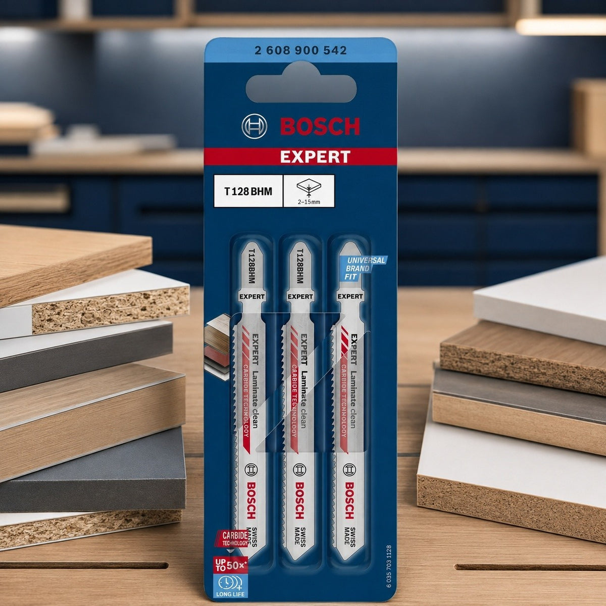 Bosch Expert T128BHM Laminate Clean Stichsägeblätter 3 Stk 2608900542