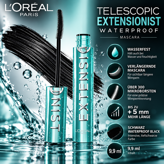 L'Oréal Paris L'Oréal Telescopic Extensionist Waterproof Lengthening Mascara - Schwarz 9,9 ml – Produktbild