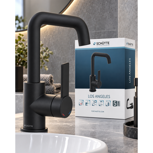 SCHÜTTE Los Angeles Waschbeckenarmatur Schwarz Matt Hoch (33126) – Produktbild