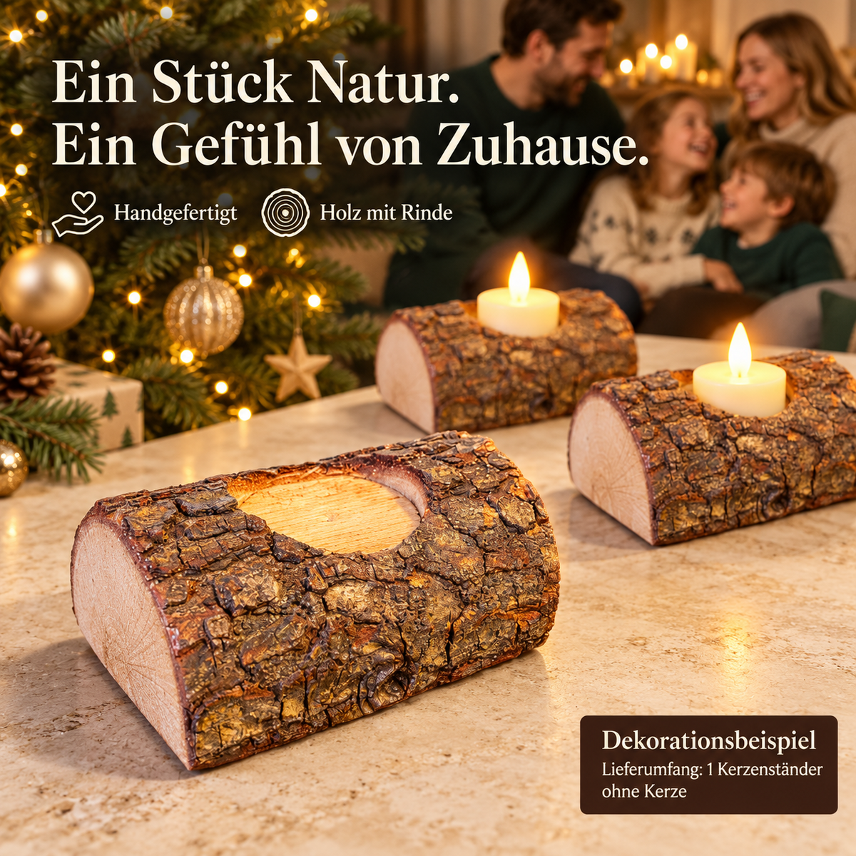 Kleine / Kerzenhalter / Kerzenständer aus Holz – Produktabbildung