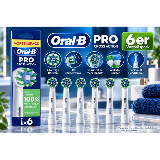 Oral-B Pro CrossAction Aufsteckbürsten 6 Stück – Ersatzbürsten