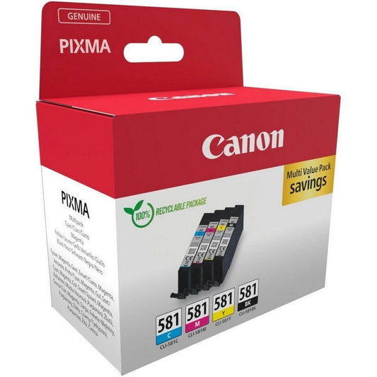 Canon CLI-581 C M Y BK Pack of 4 cartridges (Black Cyan Magenta Yellow) Genuine