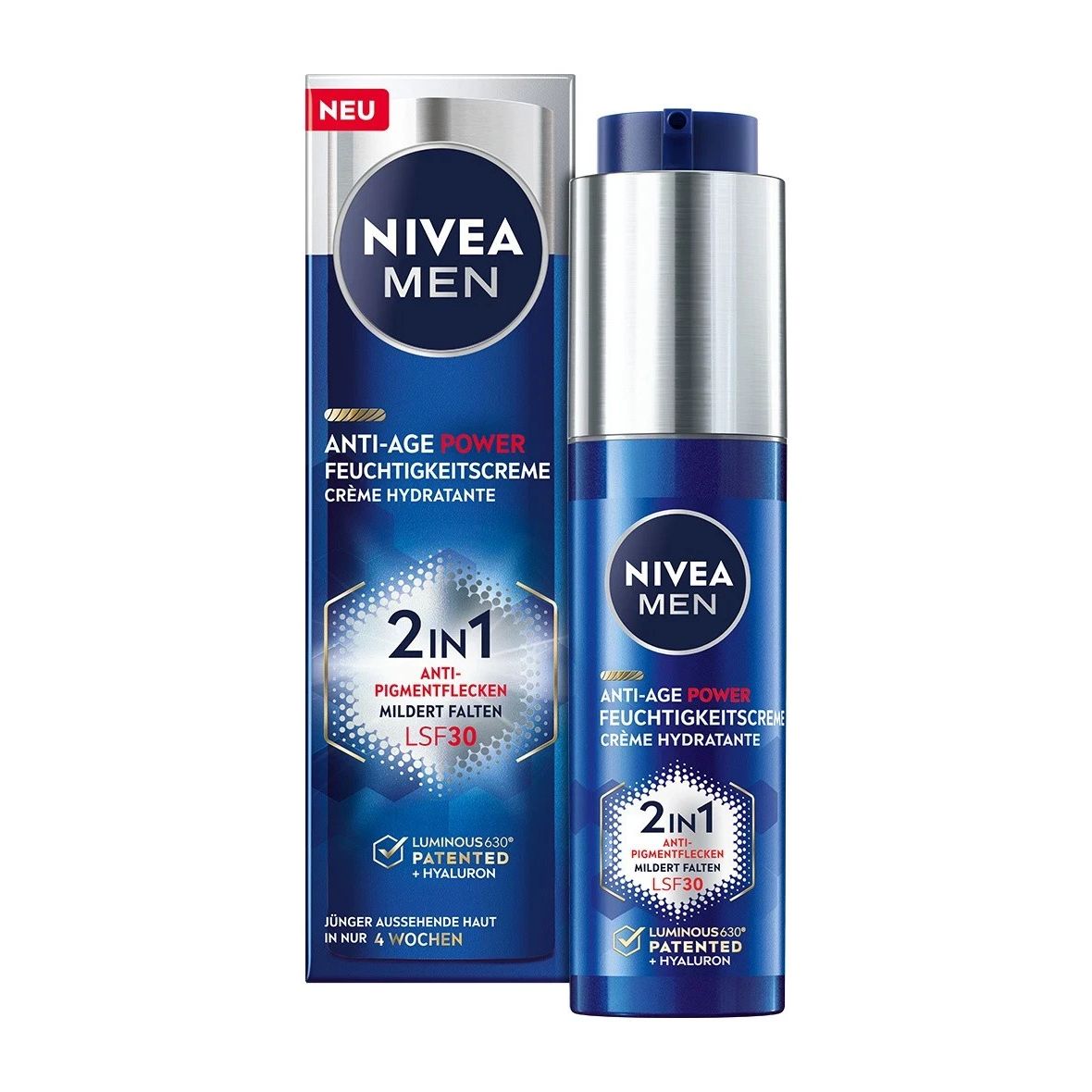 NIVEA MEN Anti-Age 2in1 Power Feuchtigkeitscreme Hyaluron LUMINOUS630® 50ml