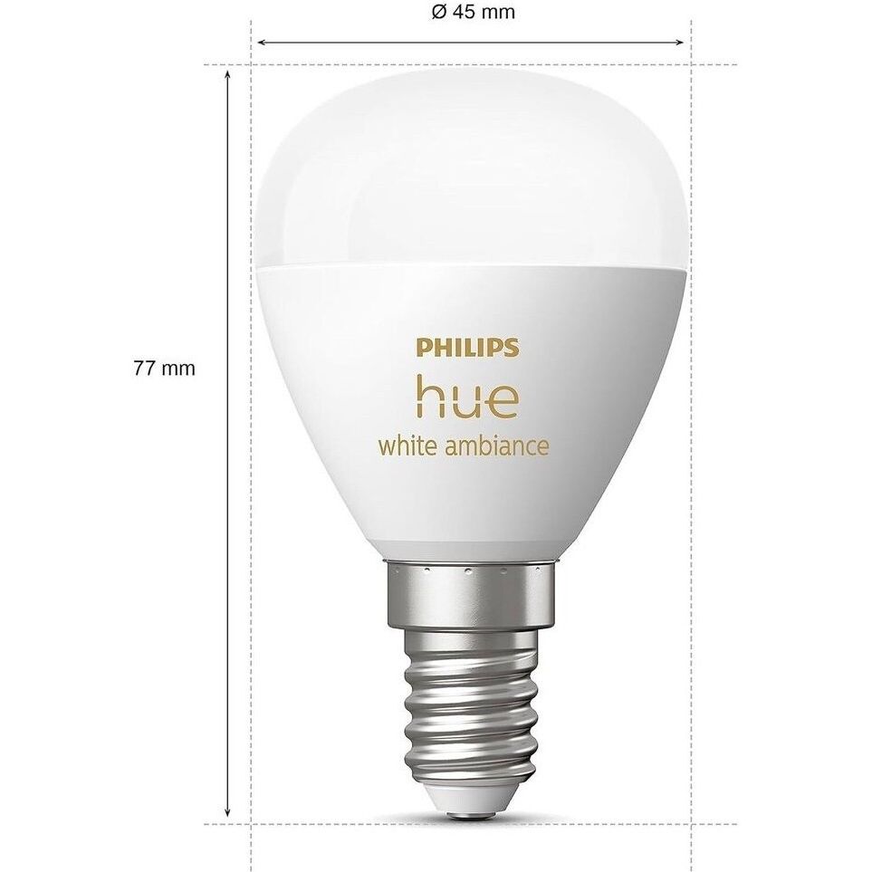 Philips Hue Luster Kugellampe White Ambiance E14 2er-Pack 2x470lm