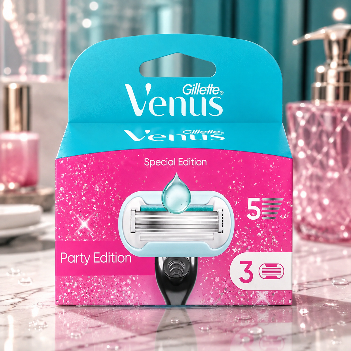 Gillette Venus PRO Smooth Sensitive Party Edition – 3 Damen-Rasierklingen
