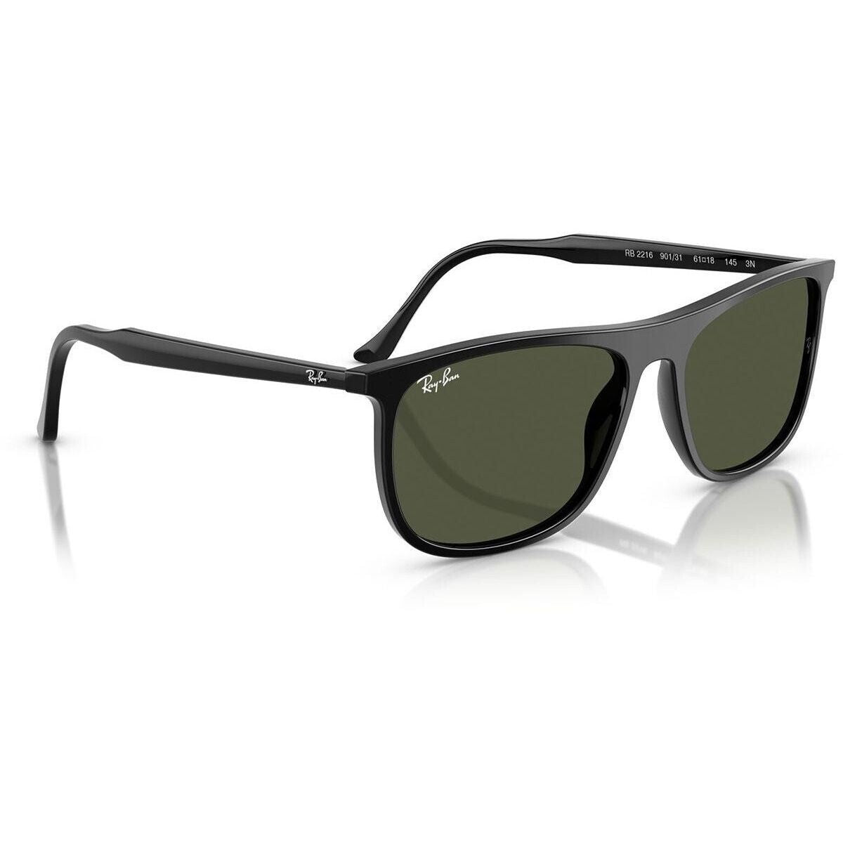 Ray-Ban RB2216 901/31 – Polished Black / Classic Green