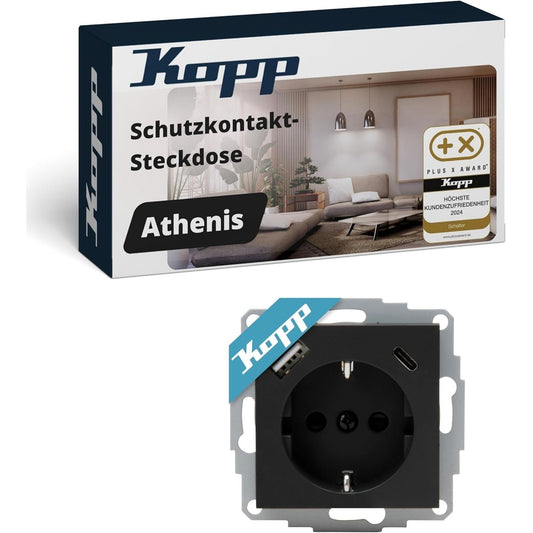 Kopp ATHENIS Steckdose USB A+C Anthrazit – UP 16A IP20