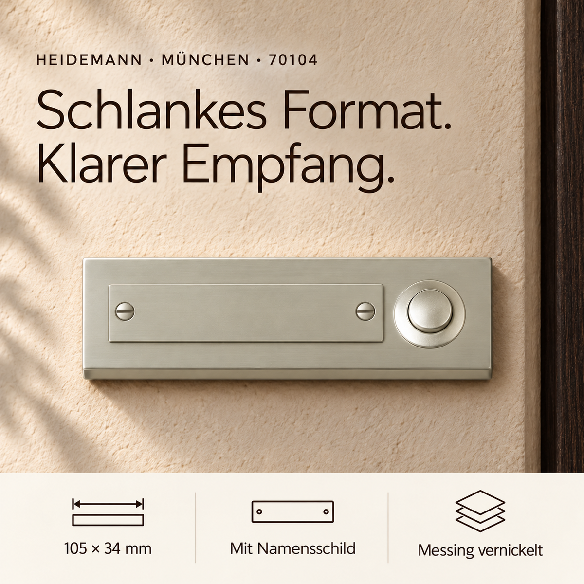 Heidemann Klingelplatte Berlin Edelstahl V4A 70121 108x45 mm_0.2_5 – Produktabbildung
