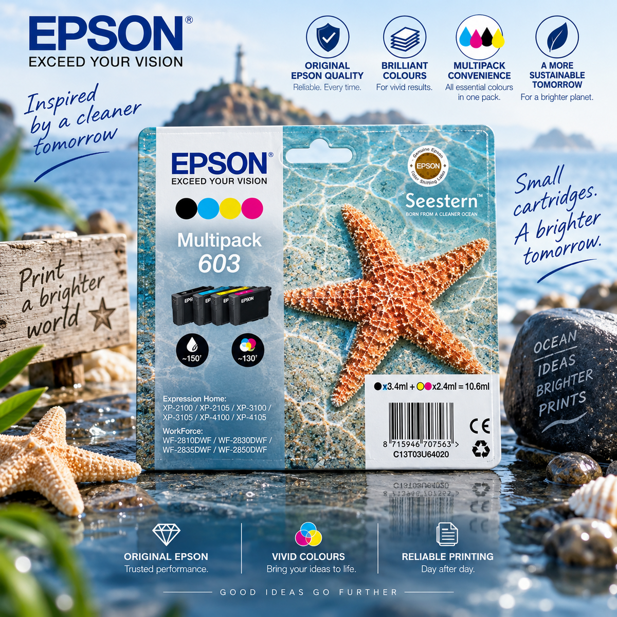 Original Epson Multipack Seestern 603 – 4-farbig (C13T03U64020 / T03U6)