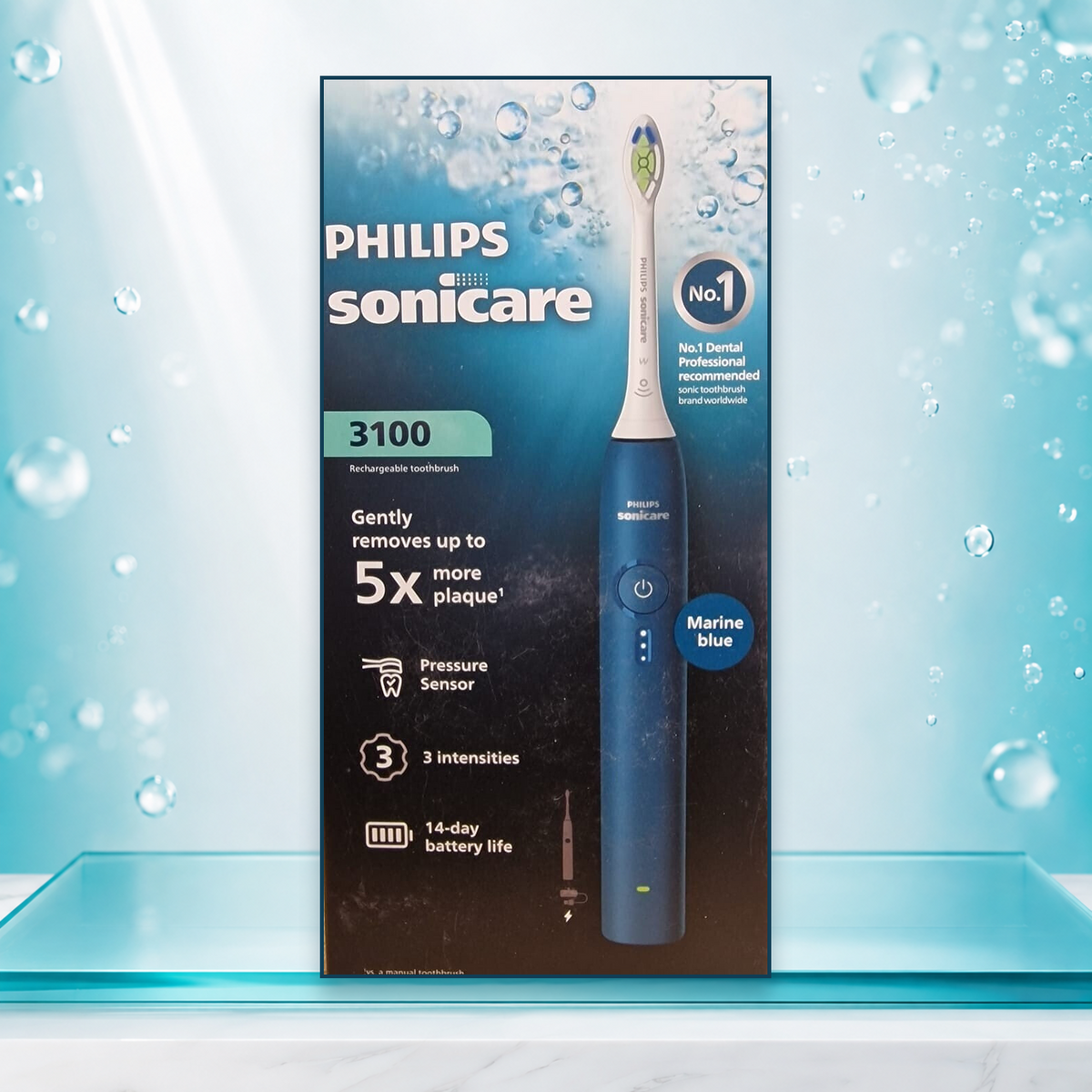 Philips Sonicare 3100 elektrische Zahnbürste Schallzahnbürste Neu Marine Blau