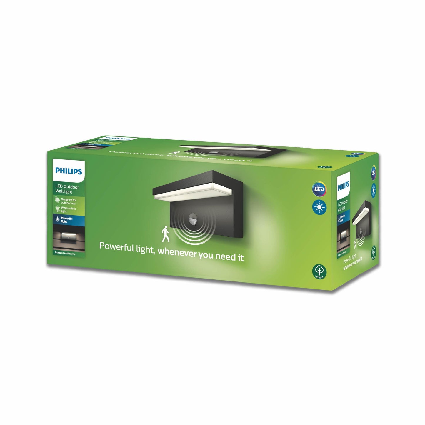 Philips Outdoor Ultra-Efficient Bustan Wandleuchte 3.8W, Bewegungssensor, 2700K warmweißes Licht, IP44 wetterfest, anthrazit