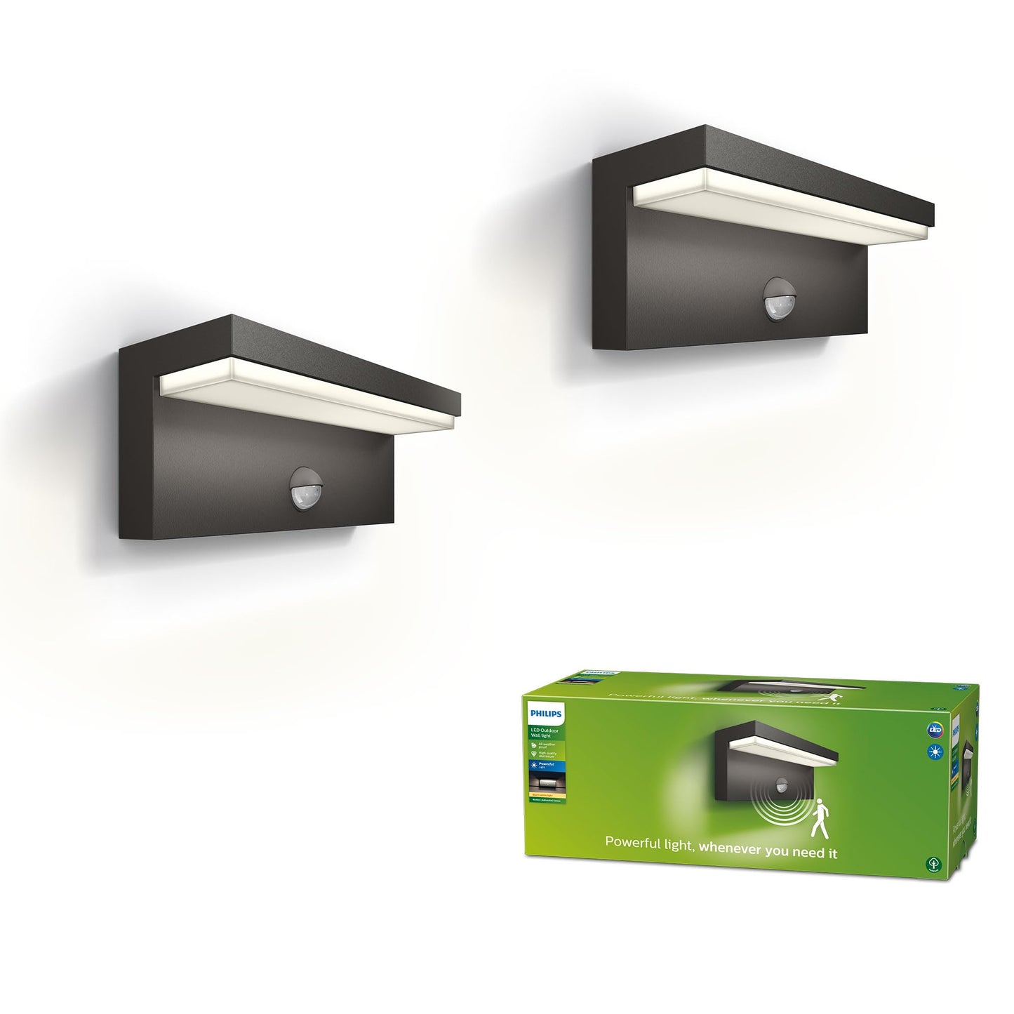 Philips Outdoor Ultra-Efficient Bustan Wandleuchte 3.8W, Bewegungssensor, 2700K warmweißes Licht, IP44 wetterfest, anthrazit