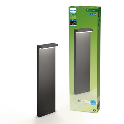 Philips Outdoor Ultra-Efficient Bustan Wandleuchte 3.8W, Bewegungssensor, 2700K warmweißes Licht, IP44 wetterfest, anthrazit
