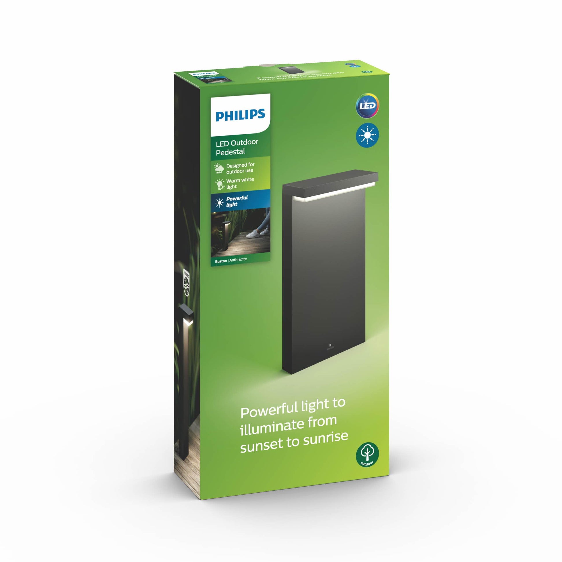 Philips Outdoor Ultra-Efficient Bustan Wandleuchte 3.8W, Bewegungssensor, 2700K warmweißes Licht, IP44 wetterfest, anthrazit