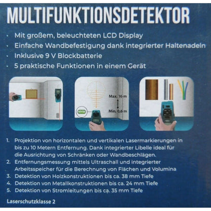 Multifunktionsdetektor 5in1 Ortungsgerät Detektor Messgerät Strom Entfernung NEU