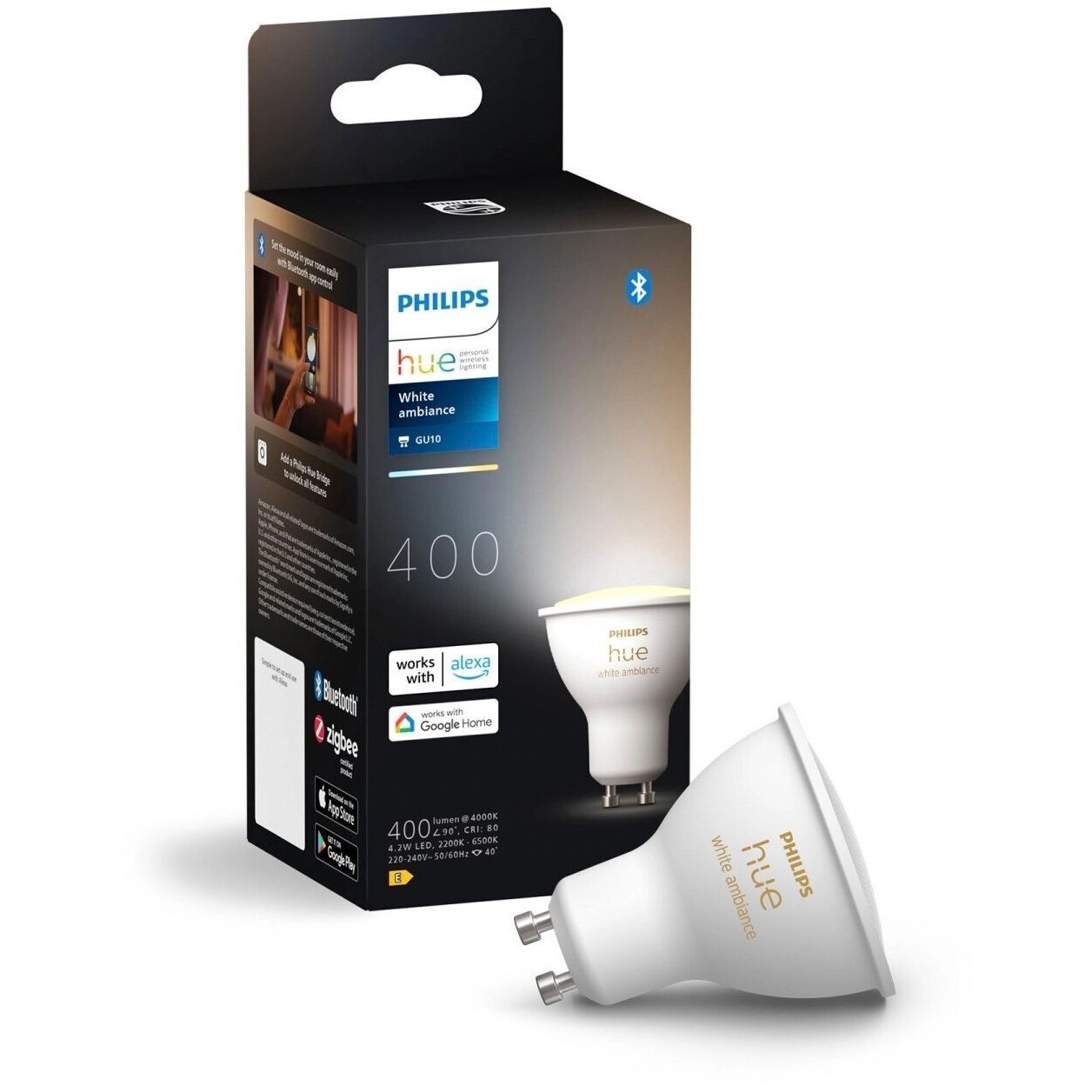 Philips Hue intelligente LED-Glühbirne GU10 4.2W 2200-6500K - 22997600