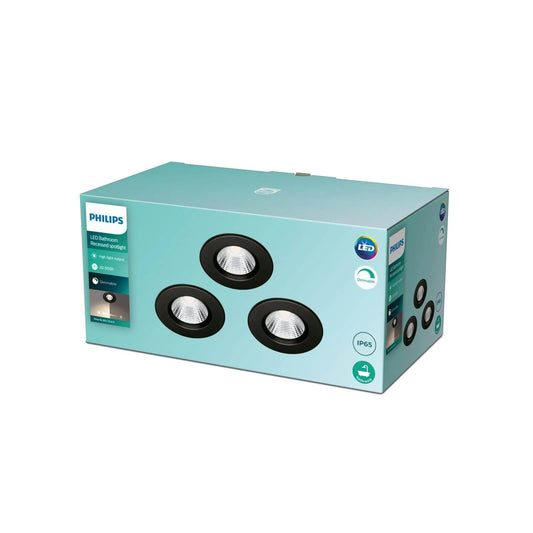 Philips Dive LED Einbaustrahler 3er-Set Schwarz – 3 × 5,5W, 2700K, dimmbar, IP65