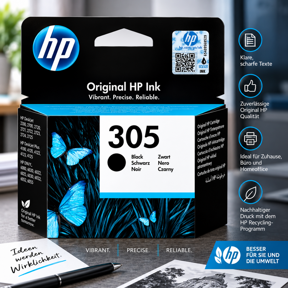 HP Nr. 305 Schwarz Original Tintenpatrone (3YM61AE)