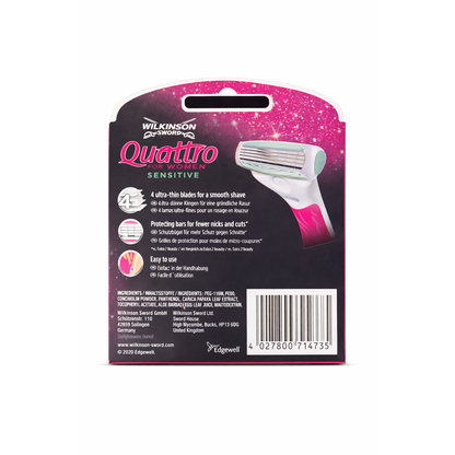 Wilkinson Quattro for Women Sensitive Rasierklingen – 6 Stück – Aloe Vera – XXL