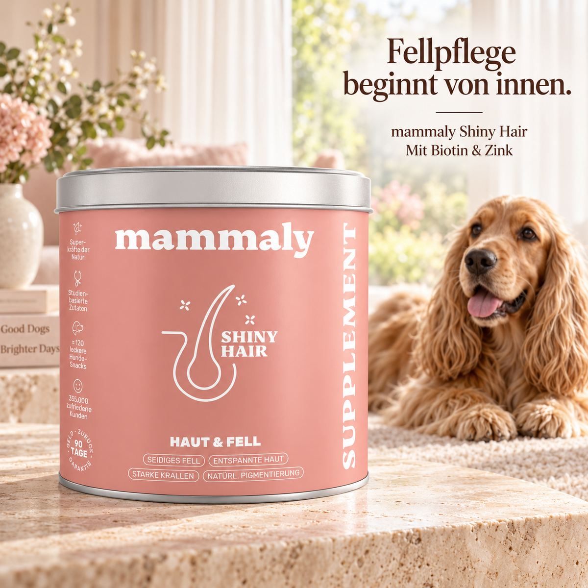 mammaly Shiny Hair – Fellpflege-Snacks für Hunde mit Biotin & Zink 350g