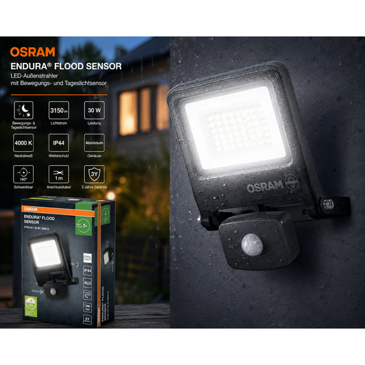 Osram Außenleuchte ENDURA Flood Sensor 30W PCR dunkelgrau kaltweiß
