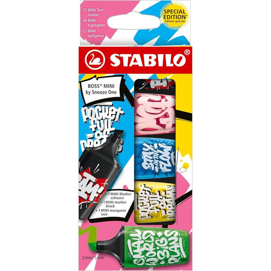 Textmarker & Marker - STABILO BOSS MINI by Snooze One - 5er Pack - pink, bl ...