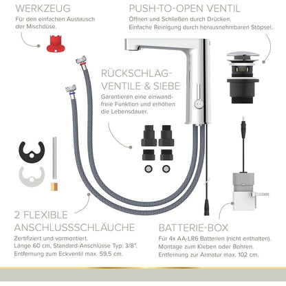 Lenz Waschtischarmatur »MOLA«, 3/8", Messing, chromfarben - NEU & OVP