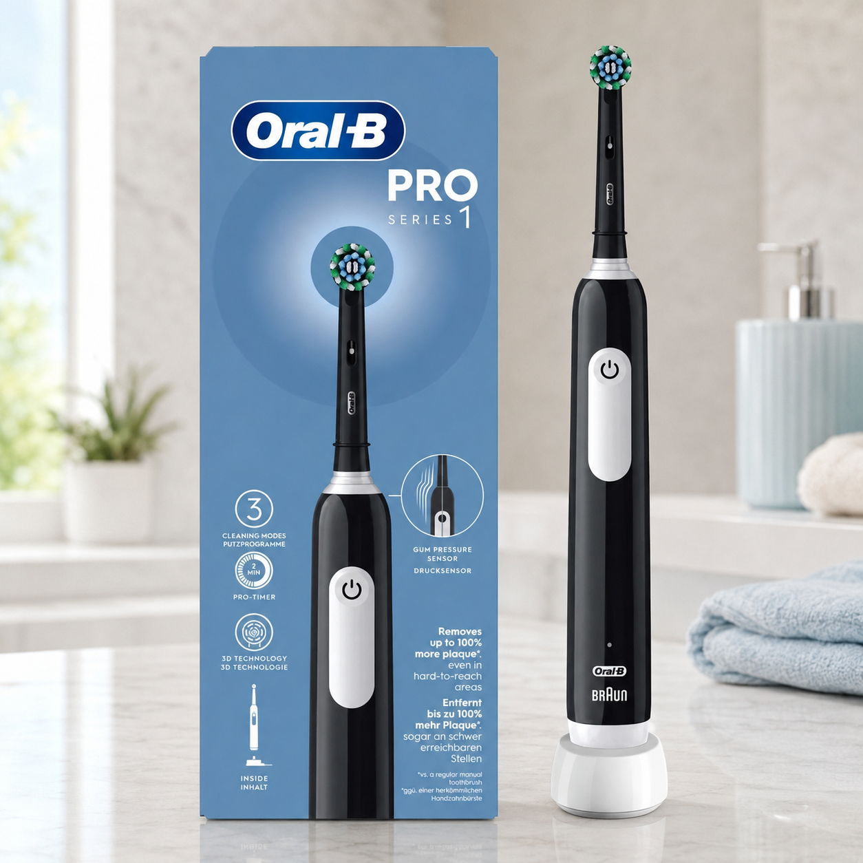 Oral-B Zahnbürste Pro Series 1 Cross Action Elektrische Zahnbürste 3 Stufen Akku