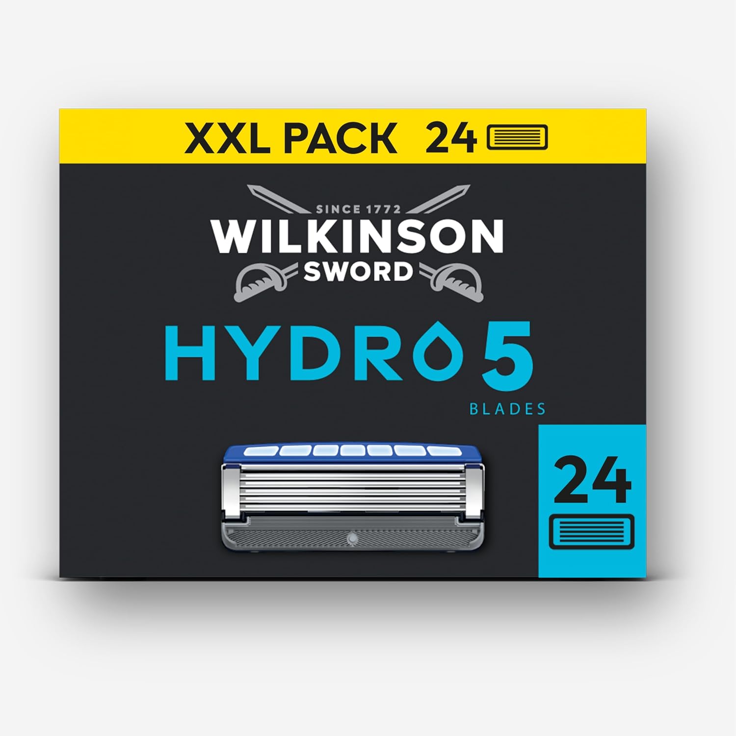 Wilkinson Sword Hydro 5 Herrenrasierer Klinge, Ersatzklingen-Pack Herrenrasierer, Haut-Hydratation, karbonbeschichtete Klingen, 4 Ersatzklingen