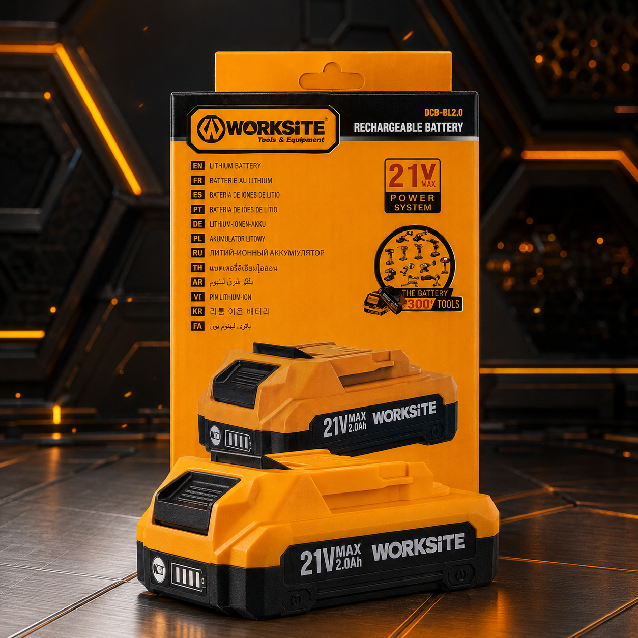 WORKSITE 21V MAX Akku 2,0Ah Li-Ion DCB-BL2.0 | Ersatzakku Werkzeugakku System