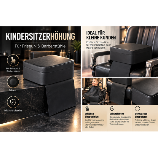 Barberstuhl Sitzerhöhung Friseurstuhl Kindersitz Sitzkissen Kinderkissen schwarz – Produktabbildung