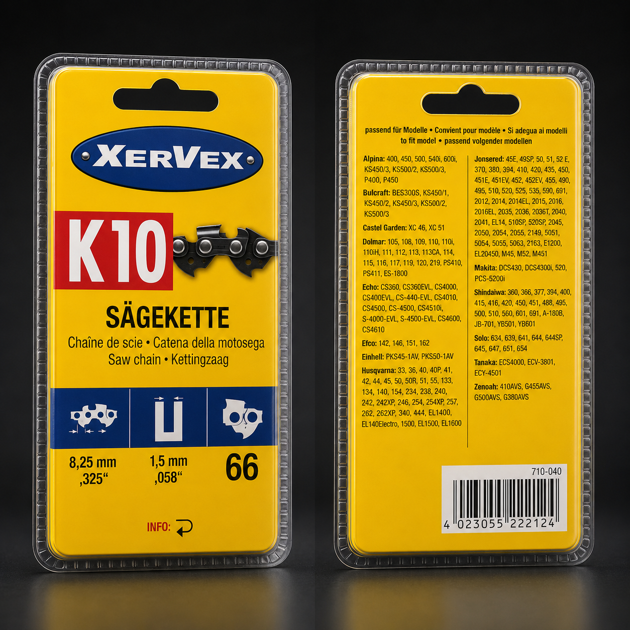 Xervex K10 Sägekette 66 Treibglieder .325" 1,5 mm Motorsägenkette
