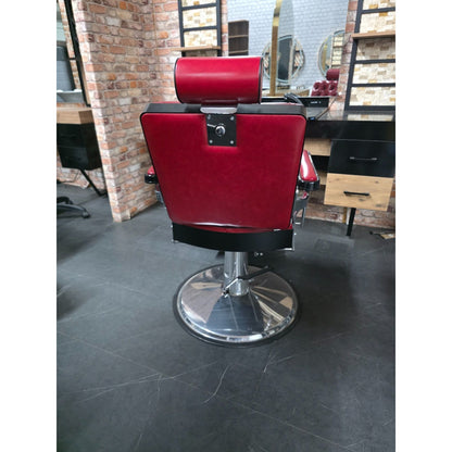 Barberstuhl Friseurstuhl Vintage Rot – Einzelstück AUSSTELLUNGSSTÜCK