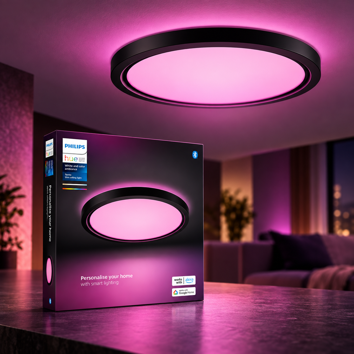 Philips Hue LED Deckenleuchte 16,6W 1160 lm 2200- 6500 K Ø 29 cm Tento schwarz – Produktbild 1