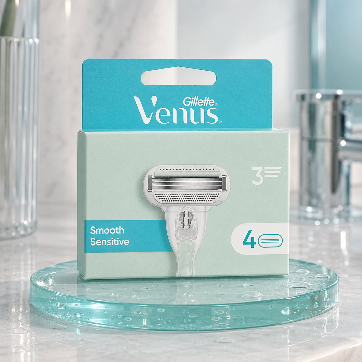 Gillette Venus Smooth Sensitive Rasierklingen Damen, 4 Ersatzklingen für Damenra