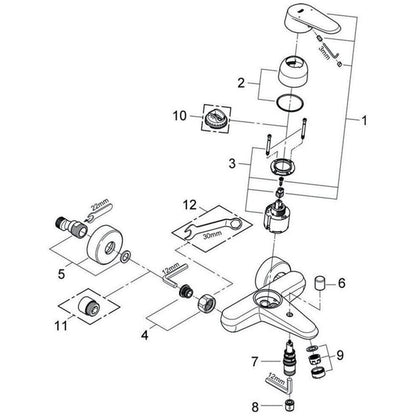 Grohe Eurodisc-Cosmopolitan Einhand-Wannenbatterie, Aufputzmontage, automatische