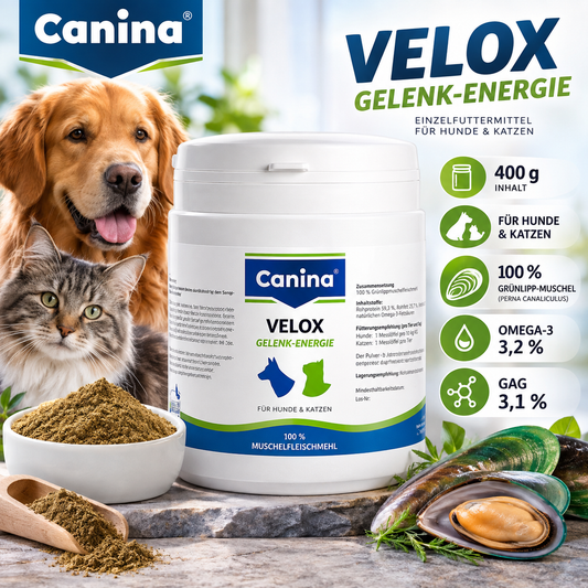 Canina Pharma Velox Gelenk-Energie 400 g Muschelfleischmehl für Hunde und Katzen – Produktbild 1
