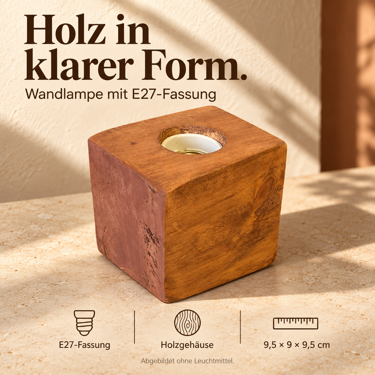 DIY Wandhalterung / Wandlampe Holz, Advents Gadget mit Lampenfassung E27