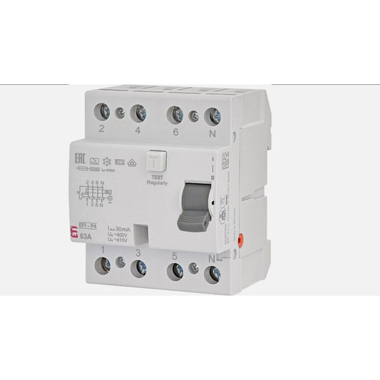 ETI 002061513 – Fehlerstromschutzschalter EFI-P4 A 63/0.03 – NEU